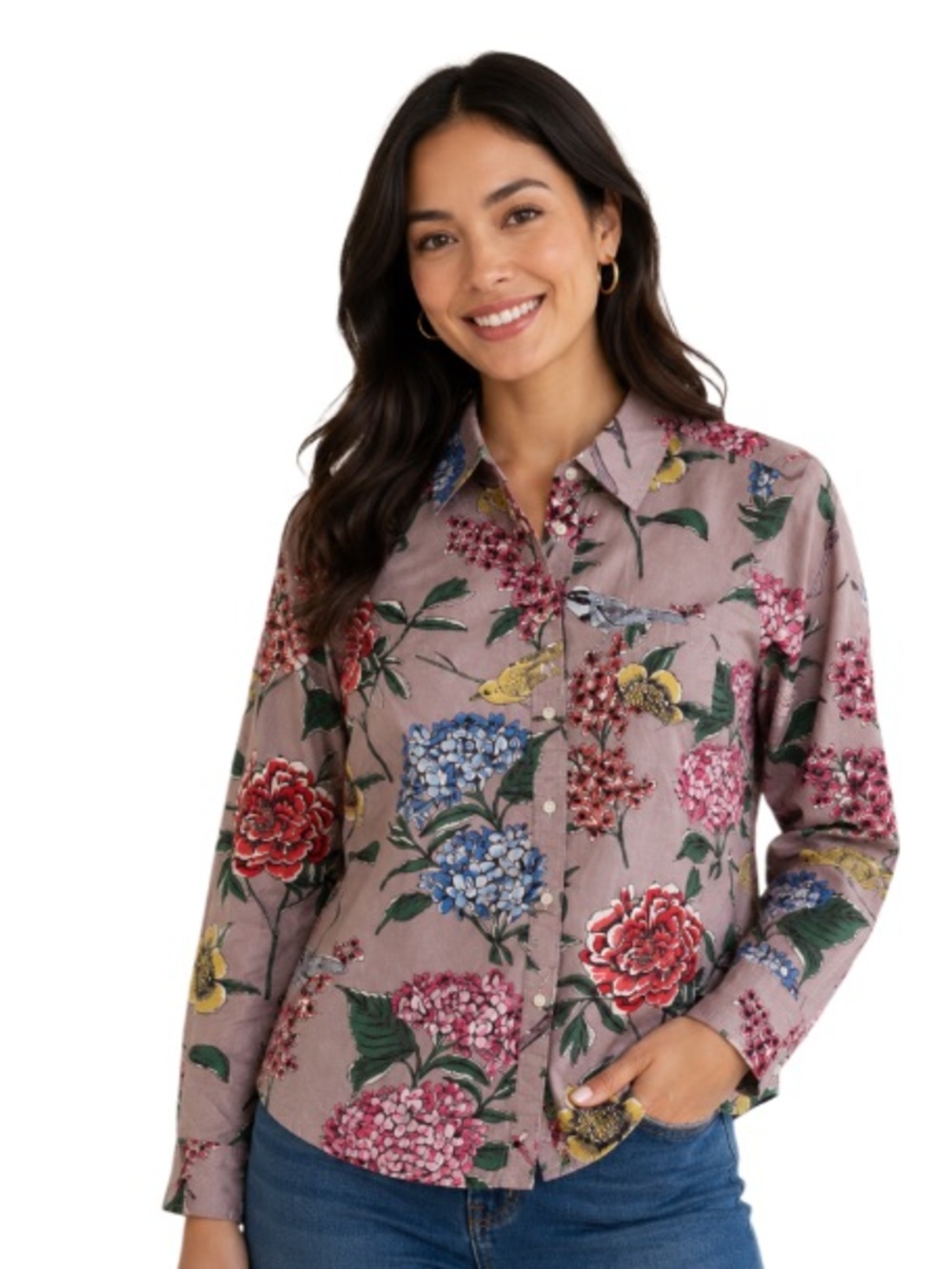Boden Cotton Floral Print Blouse